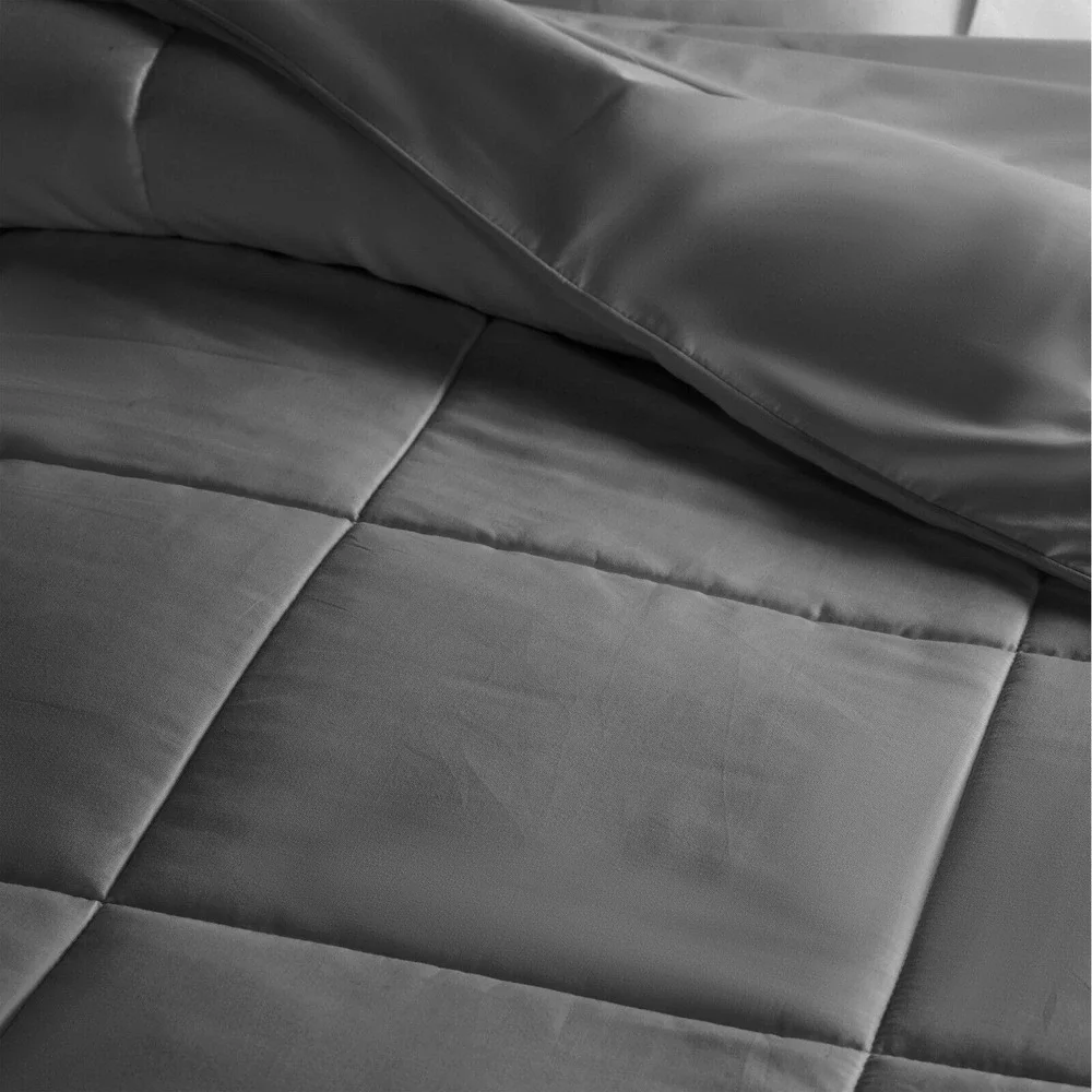 Down Comforter King Size Alternative Lightweight Dark Gray Ultra Soft #082